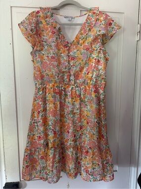 Women’s Floral Tiered Dress - Pink & Yellow